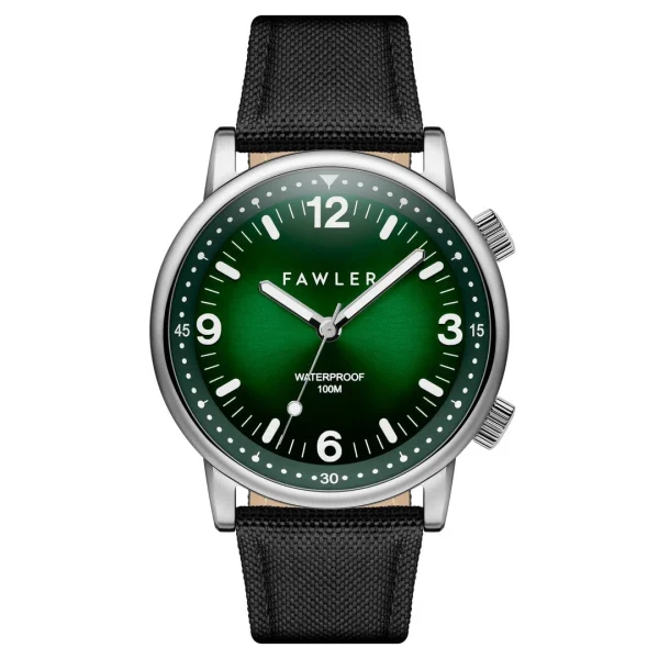 fashion pas cher Fawler Acero | Montre De Plongée Verte En Acier Inoxydable Argenté 1