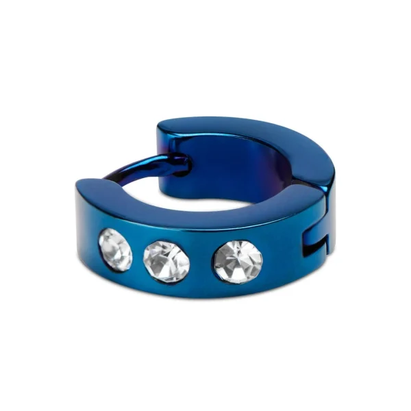 à prix d'occasion Fort Tempus Boucle D’oreille En Métal Bleu à Cristaux 1