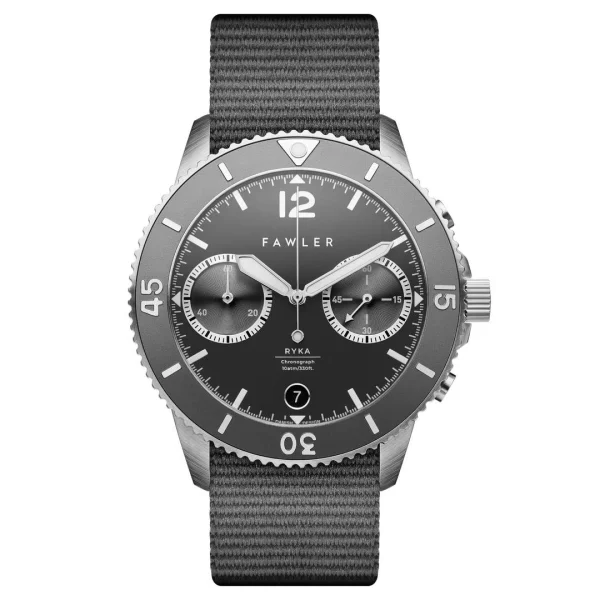 soldes en ligne Fawler Ryka | Montre Militaire De Plongée Grise Et Argent 1