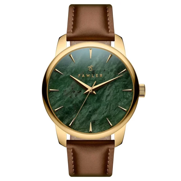 se précipiter pour acheter Fawler Beleza | Montre En Acier Inoxydable Doré Et Marbre Vert 1