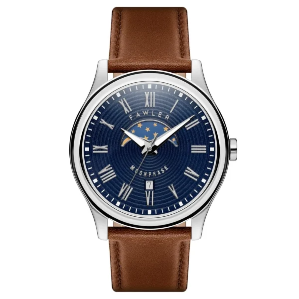 luxe soldes Fawler Imperator | Montre à Phases De Lune En Acier Inoxydable Marron 1