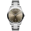 Fawler Eric | Montre En Acier Inoxydable Brun Et Argent Avec Affichage Du Jour Et De La Date outlet soldes 19