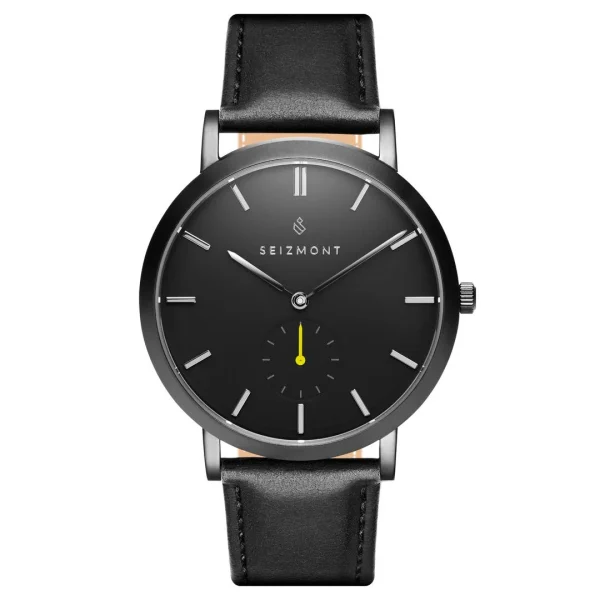 vente luxe pas cher Seizmont Montre Minimaliste Aether Ivano Noire Et Jaune 1