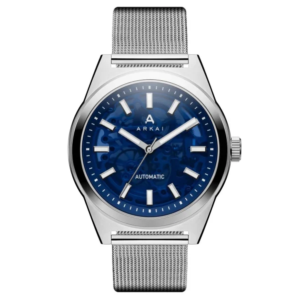 à prix réduits Arkai Caron | Montre Squelette Automatique En Acier Inoxydable Noir Et Bleu 1
