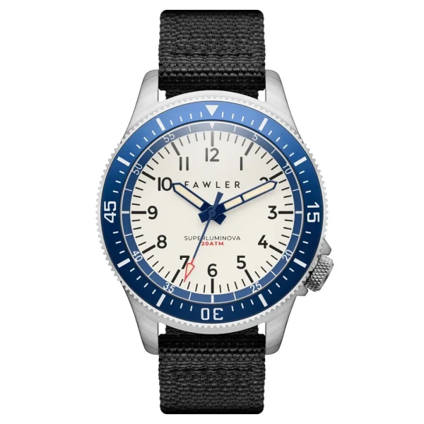 Fawler Luscent | Montre De Plongée En Acier Bleu Et Argenté Avec Cadran Luminescent en ligne 1