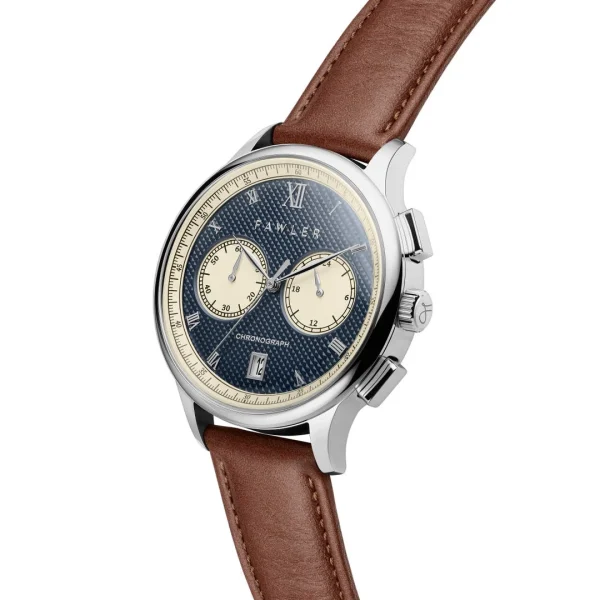 l'unique style Fawler Cicero | Montre Chronographe Vintage Bleue 6