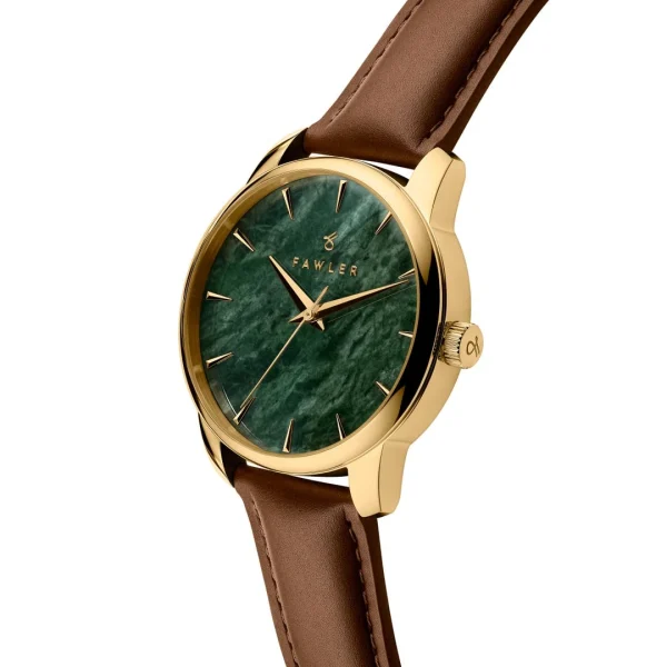 se précipiter pour acheter Fawler Beleza | Montre En Acier Inoxydable Doré Et Marbre Vert 3