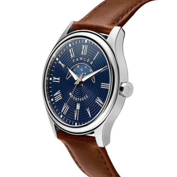 luxe soldes Fawler Imperator | Montre à Phases De Lune En Acier Inoxydable Marron 4