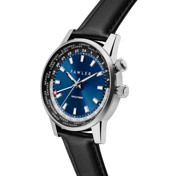 Fawler Gentium | Montre GMT à Heure Universelle En Acier Inoxydable Bleu Nouvelle Collection 4