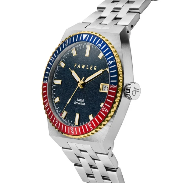 Fawler Emeritus | Montre En Acier Inoxydable à Lunette Bleue, Rouge Et Dorée outlet 4