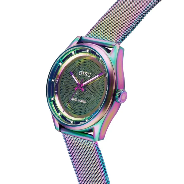 Otsu Calin | Montre Squelette Automatique Transparente Arc-en-ciel à prix très bas 4