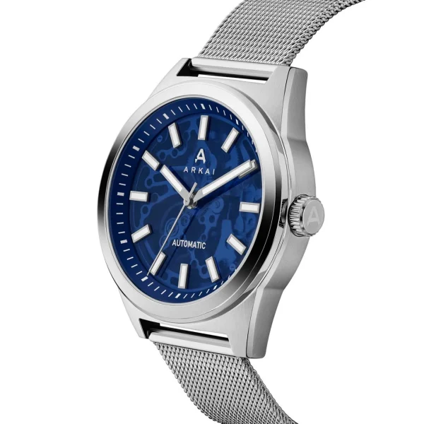 à prix réduits Arkai Caron | Montre Squelette Automatique En Acier Inoxydable Noir Et Bleu 4