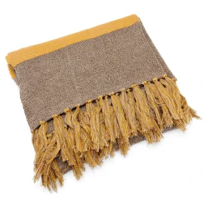 Sidegren Hiems | Écharpe à Carreaux En Coton Recyclé Marron Et Jaune à prix d'occasion 18