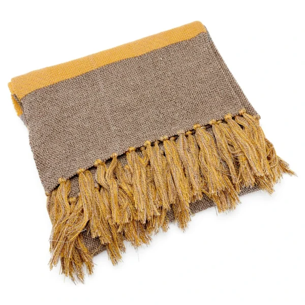 Sidegren Hiems | Écharpe à Carreaux En Coton Recyclé Marron Et Jaune à prix d'occasion 7