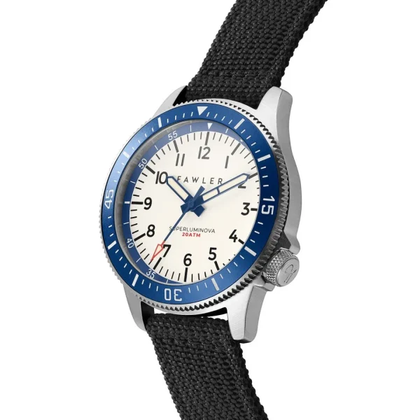 Fawler Luscent | Montre De Plongée En Acier Bleu Et Argenté Avec Cadran Luminescent en ligne 4