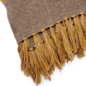 Sidegren Hiems | Écharpe à Carreaux En Coton Recyclé Marron Et Jaune à prix d'occasion 16