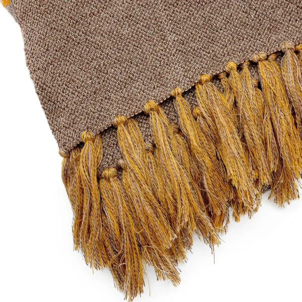 Sidegren Hiems | Écharpe à Carreaux En Coton Recyclé Marron Et Jaune à prix d'occasion 6