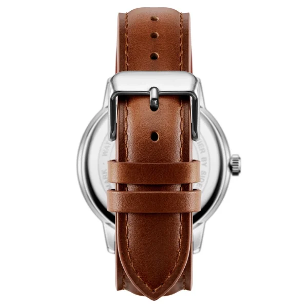 à prix imbattables Sidegren Olivier | Montre En Acier Inoxydable Argenté Avec Bracelet Marron & Aiguilles Bleues 5