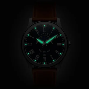 luxe soldes Fawler Imperator | Montre à Phases De Lune En Acier Inoxydable Marron 10