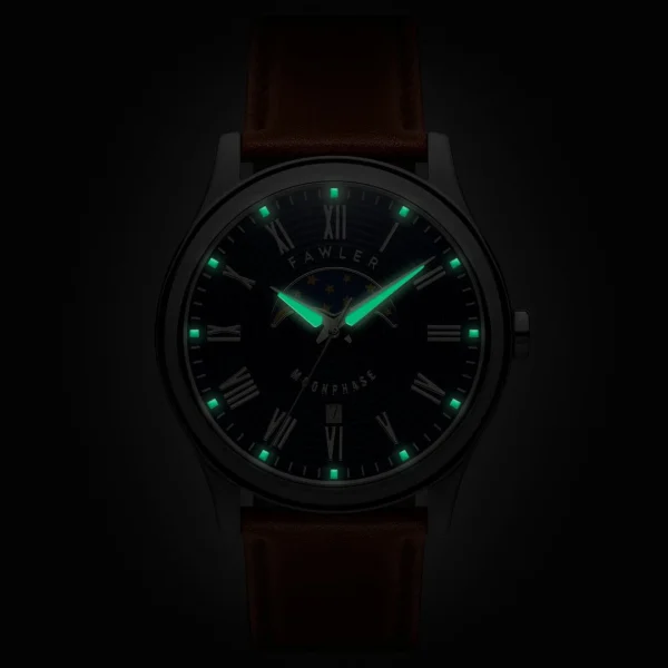 luxe soldes Fawler Imperator | Montre à Phases De Lune En Acier Inoxydable Marron 3