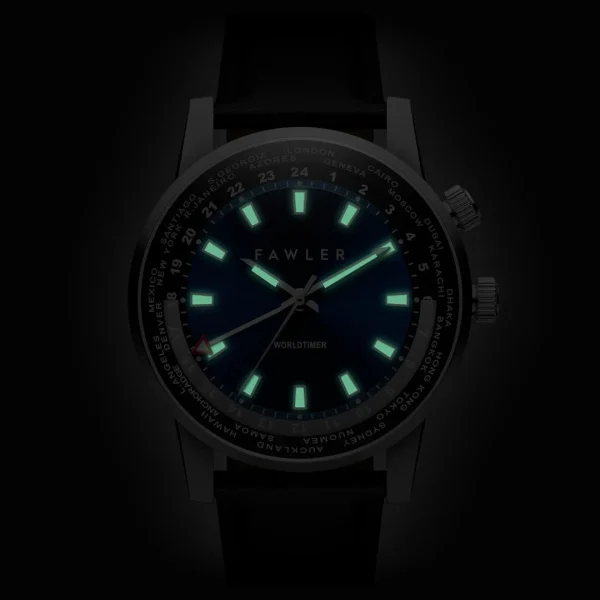 Fawler Gentium | Montre GMT à Heure Universelle En Acier Inoxydable Bleu Nouvelle Collection 3