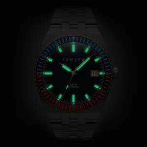Fawler Emeritus | Montre En Acier Inoxydable à Lunette Bleue, Rouge Et Dorée outlet 10