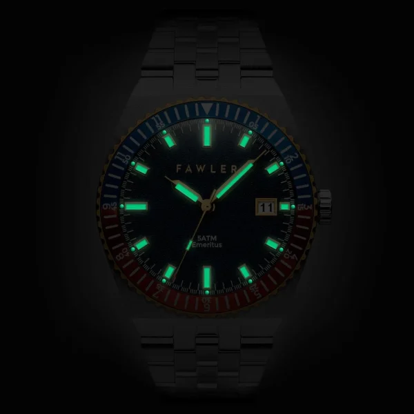 Fawler Emeritus | Montre En Acier Inoxydable à Lunette Bleue, Rouge Et Dorée outlet 3