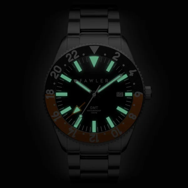 Fawler Métier | Montre GMT En Acier Inoxydable Orange pas cher en vente 3