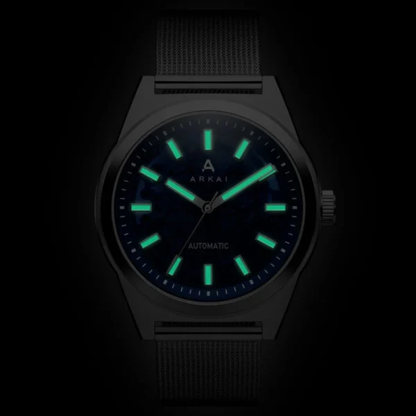 à prix réduits Arkai Caron | Montre Squelette Automatique En Acier Inoxydable Noir Et Bleu 3