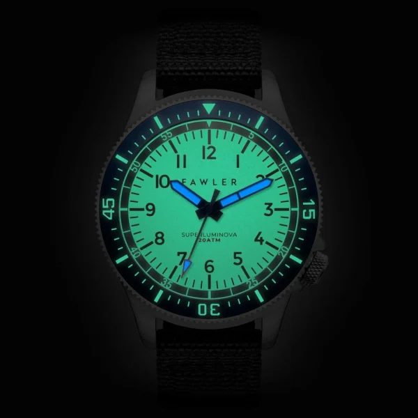 Fawler Luscent | Montre De Plongée En Acier Bleu Et Argenté Avec Cadran Luminescent en ligne 3