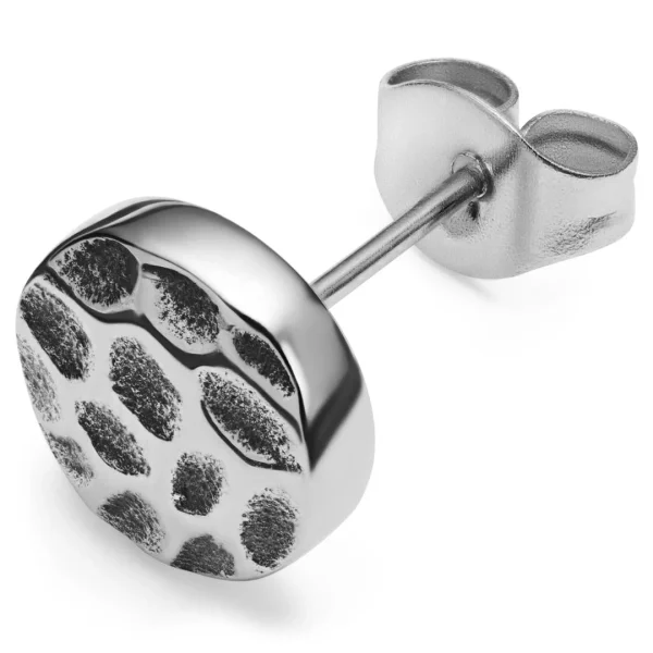 Arkai Orphic | Clou D’oreille En Acier Inoxydable Argenté à Finition Martelée – 8 Mm Livraison internationale 1