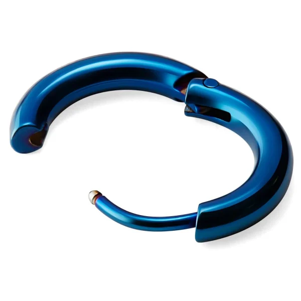 Lucleon Boucle D’oreille Créole En Acier Bleu Retour gratuit en magasin. 3
