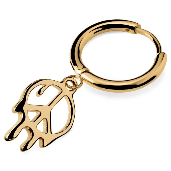 Otsu Fahrenheit | Boucle D’oreille Avec Pendentif Peace En Acier Doré vente luxe pas cher 1