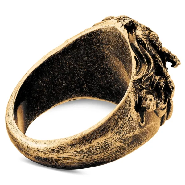 dernière tendance Lucleon Obelius | Chevalière Medusa En Métal Doré Vintage 3