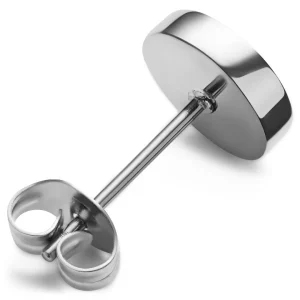 vente à bas prix Arkai Orphic | Clou D’oreille En Acier Inoxydable Argenté à Finition Martelée Avec Zircone Noire – 8 Mm 14