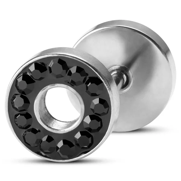marque moins cher Lucleon Boucle D’oreille Ronde Argentée De 8 Mm Avec Zircones Noires 1