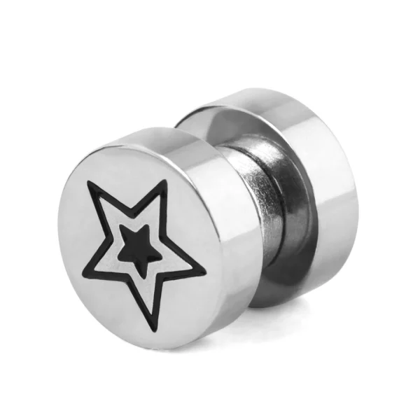 Retour Facile et Gratuit Fort Tempus Boucle D’oreille Magnétique L’étoile En Acier 1
