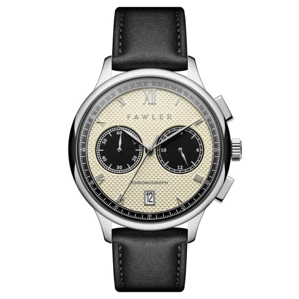 Fawler Cicero | Montre Chronographe Vintage Blanche vente luxe pas cher 1