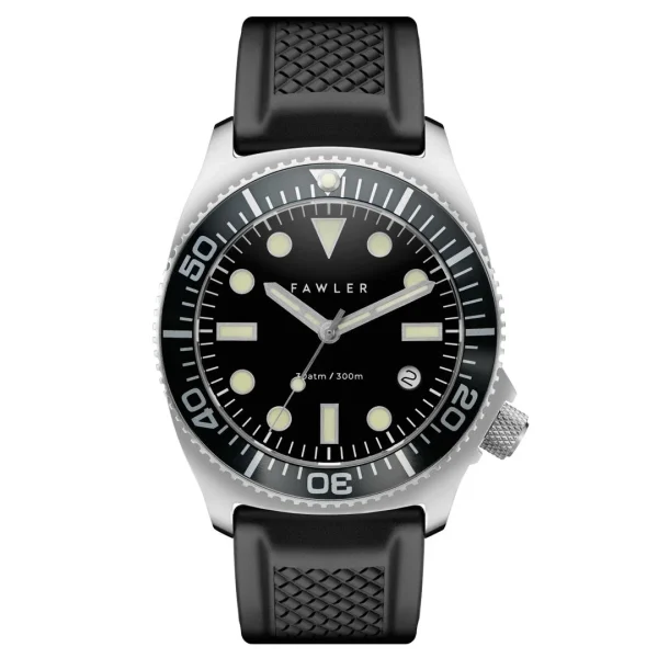 Pas Cher soldes France Fawler Alon | Montre De Plongée Noire En Acier Inoxydable 1