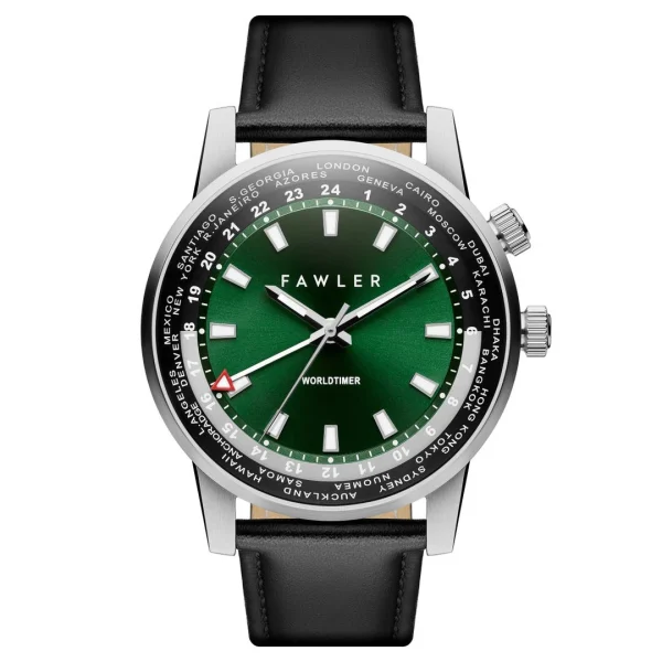 Fawler Gentium | Montre GMT à Heure Universelle En Acier Inoxydable Vert styles dernier cri 1