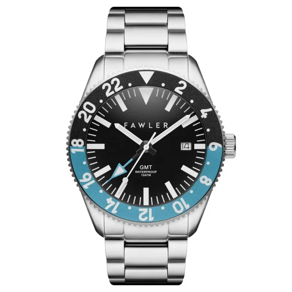 qualité d’originales Fawler Métier | Montre GMT En Acier Inoxydable Bleu 1