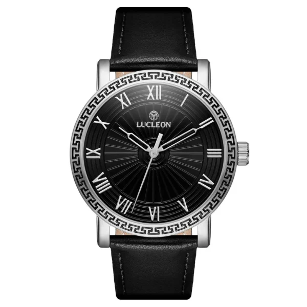 magasin en ligne france Lucleon Hydra | Montre Noire De Style Vintage En Acier Inoxydable 1