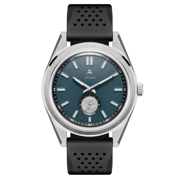 Arkai Mond | Montre Meteorite En Acier Inoxydable Argenté Et Bleu en vente 1