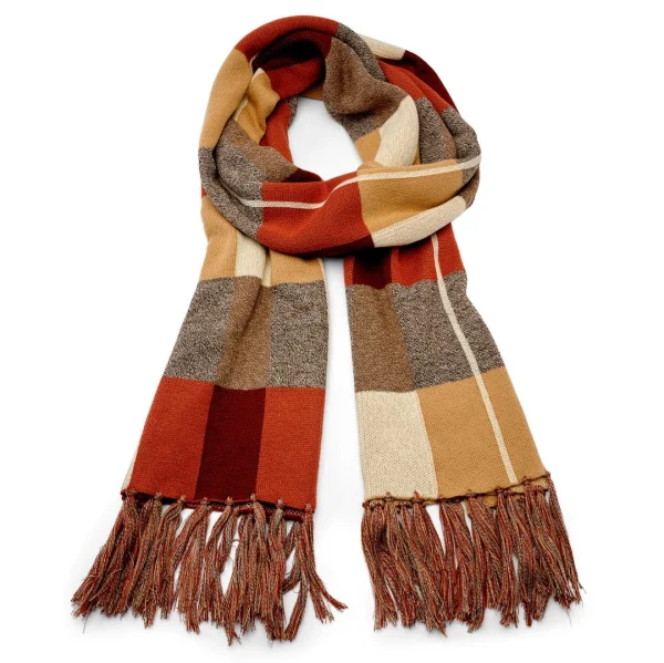 SOLDES TOUT À Sidegren Hiems | Écharpe à Carreaux Brune Et Bordeaux 1