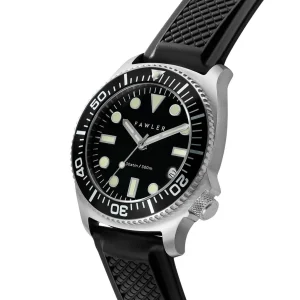 Pas Cher soldes France Fawler Alon | Montre De Plongée Noire En Acier Inoxydable 12