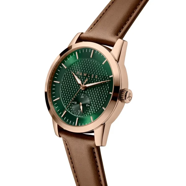Fawler Dayton | Montre En Acier Inoxydable Couleur Or Rose Avec Cadran Vert Texturé Retour Gratuit 4