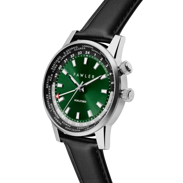 Fawler Gentium | Montre GMT à Heure Universelle En Acier Inoxydable Vert styles dernier cri 4