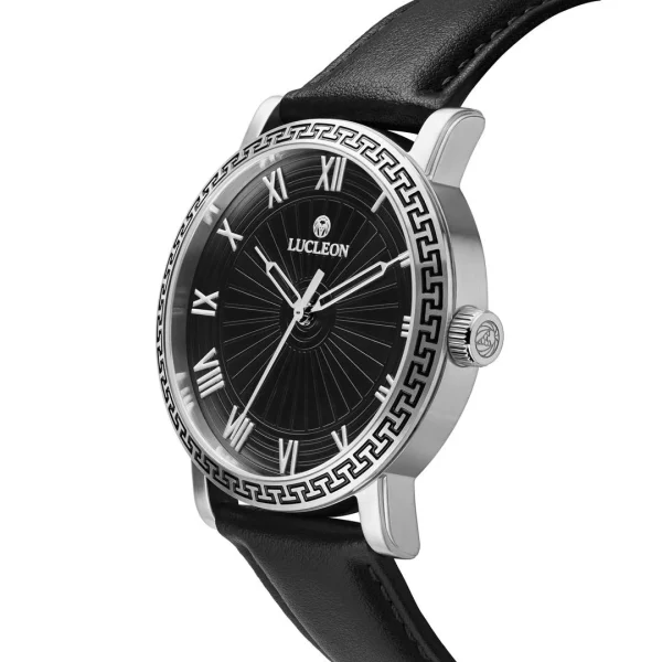 magasin en ligne france Lucleon Hydra | Montre Noire De Style Vintage En Acier Inoxydable 3