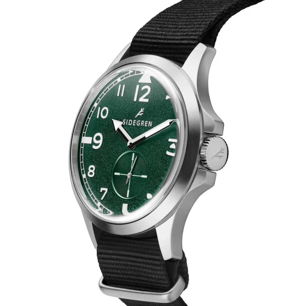 Authentic Original licence Sidegren Luxor | Montre De Terrain De Style Vintage En Acier Inoxydable Couleur Vert Et Argent 4