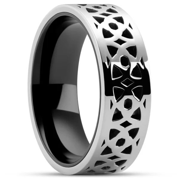 Meilleur Prix Garanti Lucleon Hyperan | Anneau Argenté En Titane à Motif – 8 Mm 1
